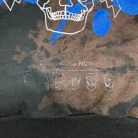 ✅ Womens S Chemistry Bleached Graphic Hoodie Skulls Positive Energy Time Is Now - Picture 12 of 14